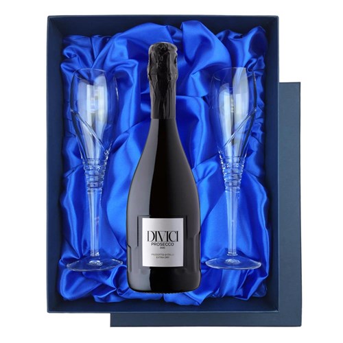 Divici Prosecco DOC - Prosecco Gifts in Blue Luxury Presentation Set With Flutes